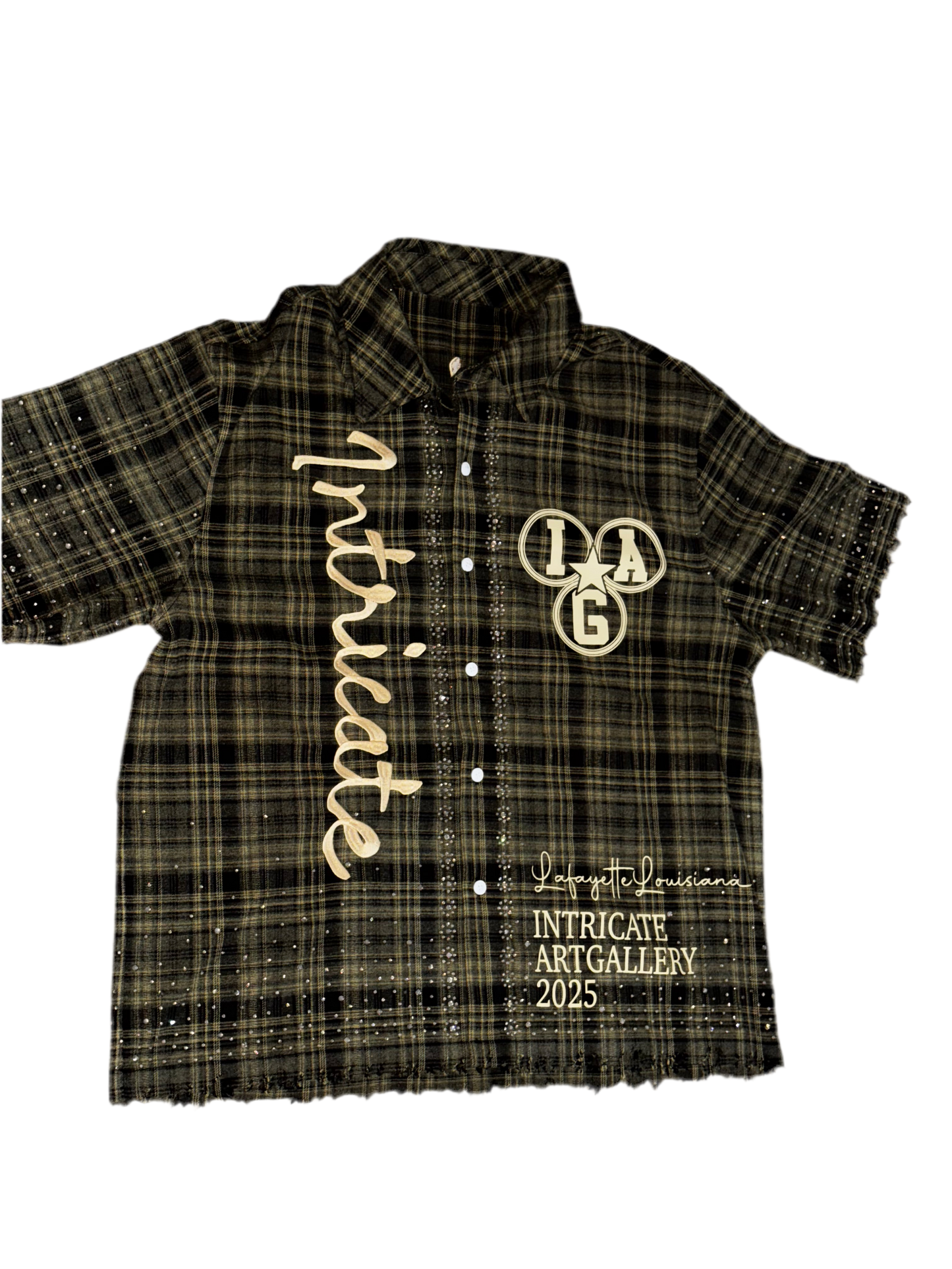 Green Rhinestone Flannel